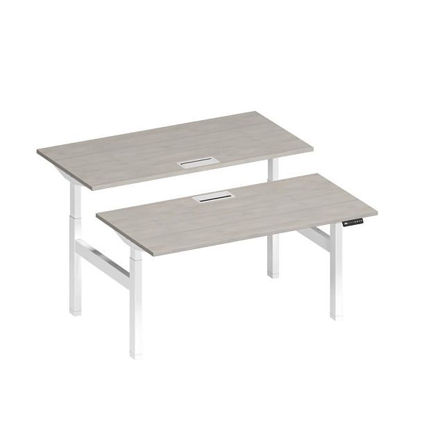 Рабочая станция на электроприводе с заглушками Elevo А2 БГ 103 ДШ дуб шамони/ белый гладкий - Вид 1