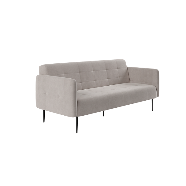 Monaco диван-кровать прямой с подлокотниками, трехместный, велюр серый Velutto 52 - Вид 1