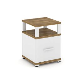 Concept Тумба приставная 1 распаш. фасад с надставкой CN.TUP-006 W Сандал Янтарный/Белый Бриллиант/Металл Белый 420*420*750 - Фото предпросмотра
