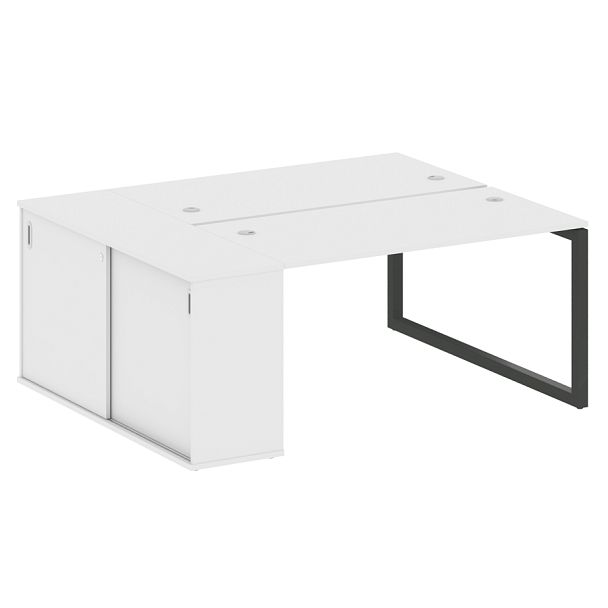 Metal System Quattro Р. ст. с шкафом-купе на О-образном м/к 50БО.РС-СШК-1.3 Т Белый/Антрацит металл 1810*1475*750 - Вид 1