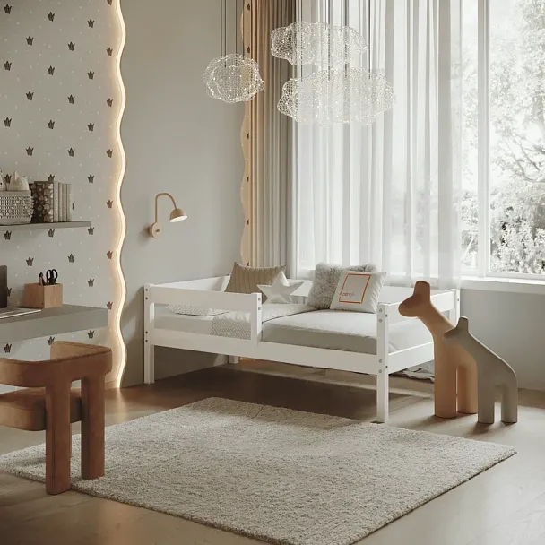 Кровать Пони 800х1600, сосна, цвет белый, без ящиков - Вид 6