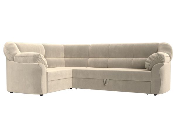 Диван угловой Карнелла левый (полностью микровельвет бежевый) - Вид 1
