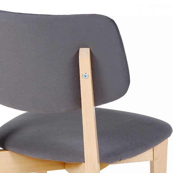 Комплект деревянных стульев с мягким сиденьем Мэти Натуральный/Серый велюр, 3 шт. - Вид 6