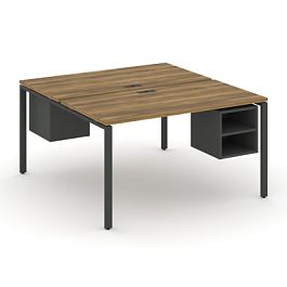 Concept Рабочая станция 2 сторонняя с подвесными тумбами на 2 места CN.DRS-106 Сандал Янтарный/Антрацит/Металл Антрацит 1180*1480*750 - Фото предпросмотра