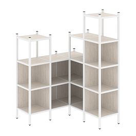 Loft Угловой внутренний стеллаж наборный VR.L-39 Денвер светлый/Белый металл 1278*1278*1869 - Фото предпросмотра