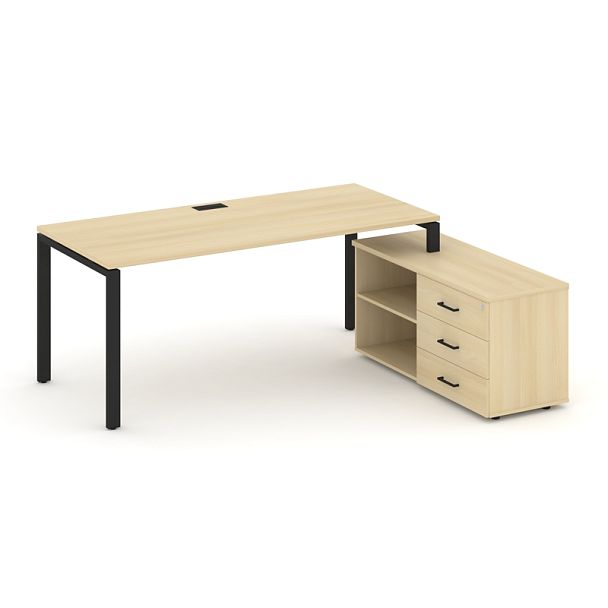 Стайл Проджект Директ / Style Project Direct Стол письменный с греденцией правой SN-6P.SRG-013.M(R) Акация Лорка/Металл Черный 1580*1480*750 - Вид 1