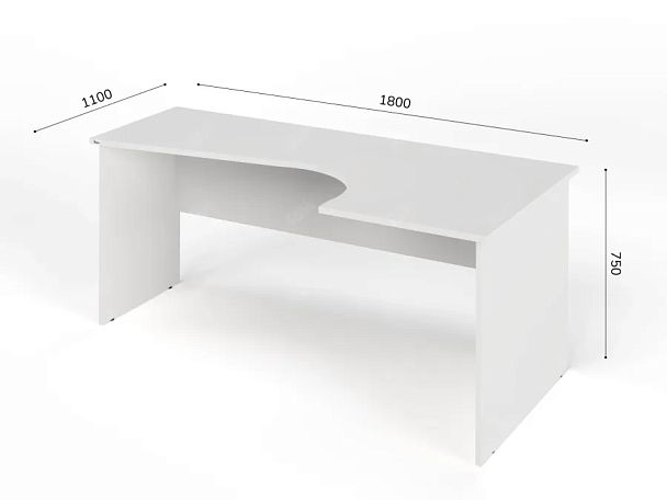 UNITY PC4-18 R БЕЛЫЙ Офисный стол угловой Правый 1800х1100х750 - Вид 2