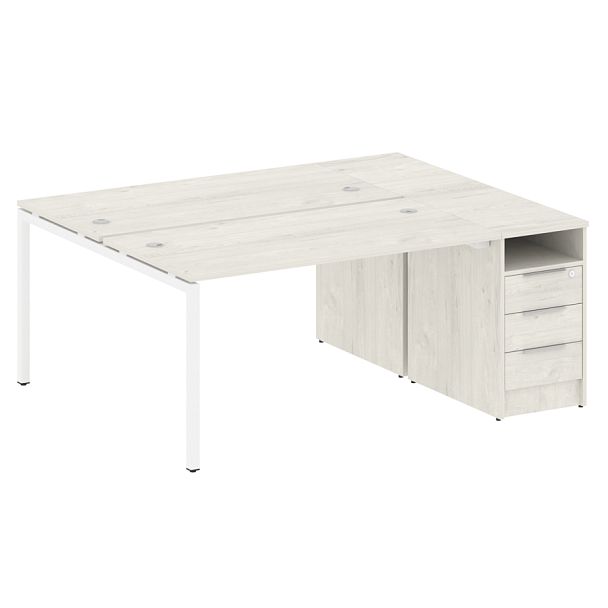 Metal System Quattro Р. ст. с тумбой на П-образном м/к 40БП.РС-СТП-2.3 Дуб наварра/Белый металл 1812*1475*750 - Вид 1