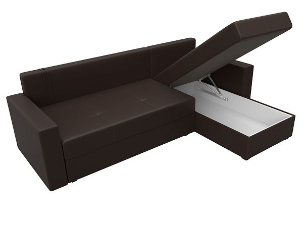 Диван угловой Верона Лайт угол правый (полностью экокожа коричневая) - Вид 9