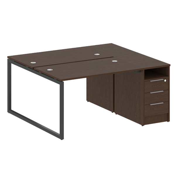 Metal System Quattro Р. ст. с тумбой на О-образном м/к 40БО.РС-СТП-2.2 Венге/Антрацит металл 1612*1475*750 - Вид 1