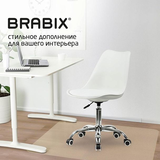 Кресло стул BRABIX "Eames MG-310 CH", хром, пластик белый, экокожа белая, 532923 - Вид 17