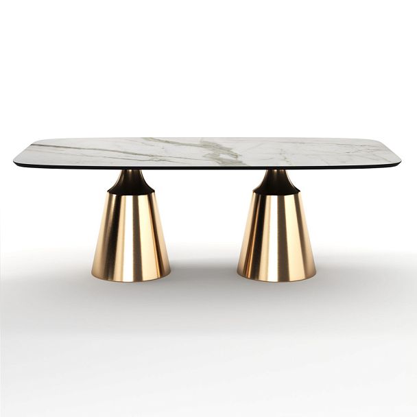 Стол овальный Lucas 230, керамика матовая, белая - Вид 1