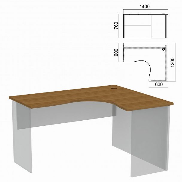 Стол компактный ЧАСТЬ 1 "Арго", 1400х1200х760 мм, правый, орех - Вид 2