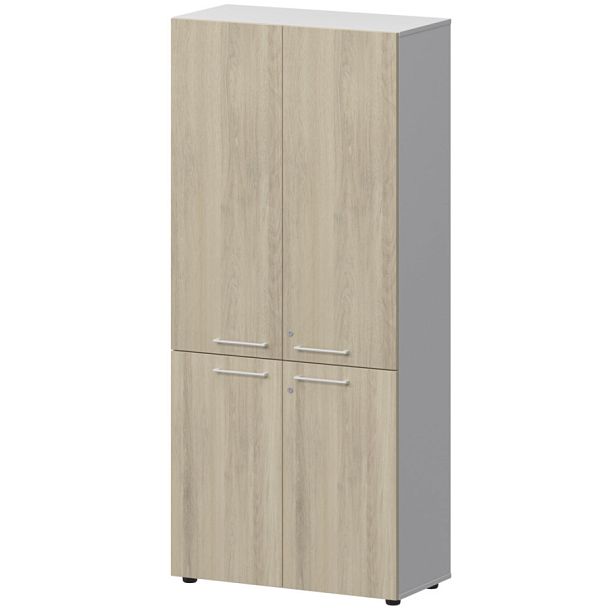 Шкаф высокий закрытый СМШ58.28F.38V(Б) Кронберг/Белый 792x380x1990 Кортез - Вид 1