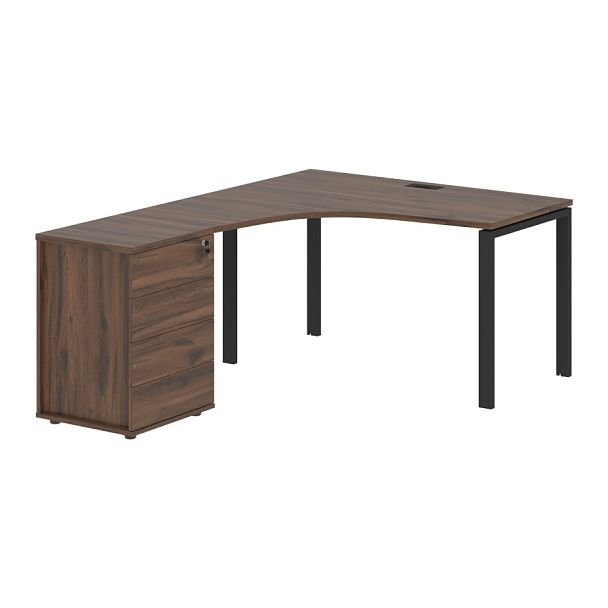 Стол эргономичный с тумбой EUCET 1318(L) Дуб Денвер тёмный/Черный 1360х1880х750 EDIS - Вид 1