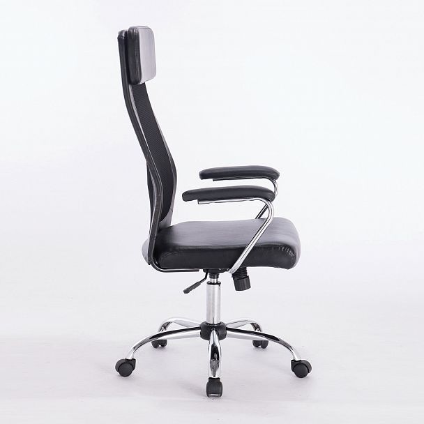 Кресло офисное BRABIX "Flight EX-540", хром, экокожа, сетка, черное, 531850 - Вид 4