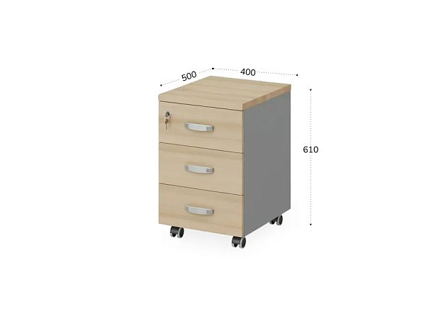 БЕРЛИН / BERLIN Тумба мобильная 400х500х610 Акация/Серый - Вид 2