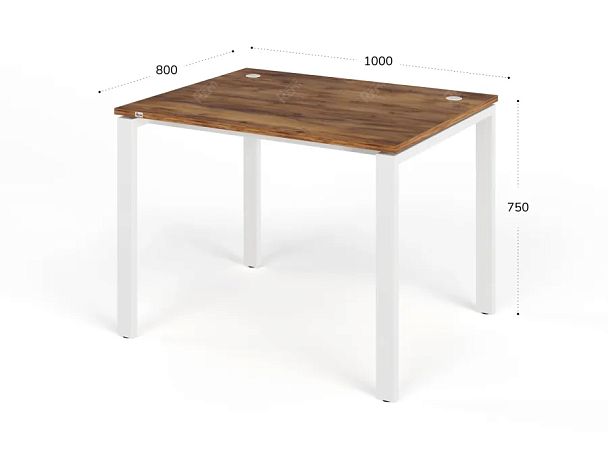 TANDEM RTD059-MK-100-SH Стол прямой на металлокаркасе ун-й 1000х800х750 Таксония шоколадная/Белый - Вид 2