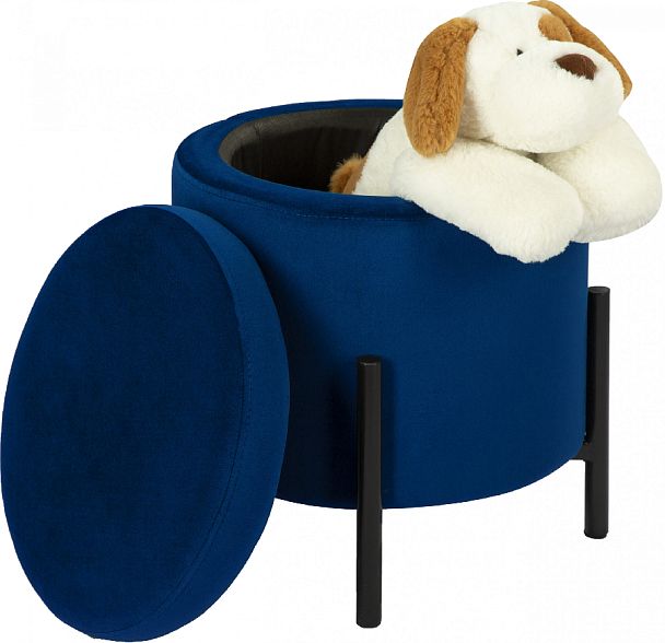 Пуф Кен с местом для хранения Синий велюр Confetti blue/черный - Вид 3