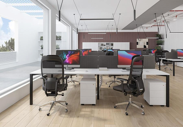 Стол письменный на металлокаркасе, столешница с вырезом Space+ А1 ЧР 012.2 ВЛ вяз либерти/ черный гладкий - Вид 5