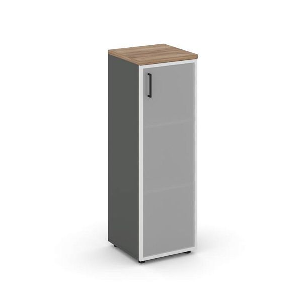 Style Project Шкаф средний узкий SN.STU-206(R) Антрацит/Дуб Табак/Сатин/Черный Ручки 400*400*1203 - Вид 1