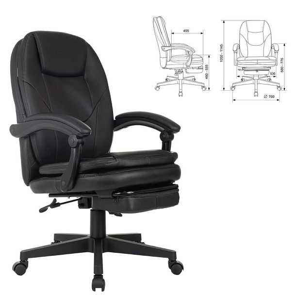 Кресло офисное CH-868N-BF, синхромеханизм, подставка для ног, экокожа, черное, 2018358 - Вид 3