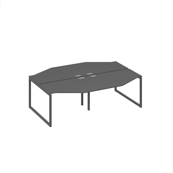 Cтанция QUATTRO столы Техно 4х120 эргономичные A4 А4 Б4 186-2 БП антрацит премиум / металлокаркас антрацит - Вид 1