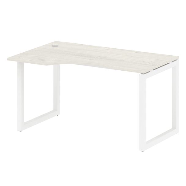 Metal System Quattro Стол криволинейный левый на О-образном м/к 50БО.СА-2 (L) Дуб наварра/Белый металл 1400*900*750 - Вид 1