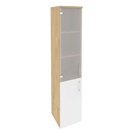 Onix Шкаф высокий узкий левый O.SU-1.2 (L) Тиквуд светлый/Белый бриллиант 400*420*1977 - Фото предпросмотра