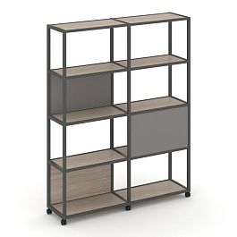 Shelf Mobile Стеллаж 5 уровней 2 секции VR.LT-STK-512.12 Дуб Аттик/Металл Антрацит/W-11 2370*400*2000 - Фото предпросмотра