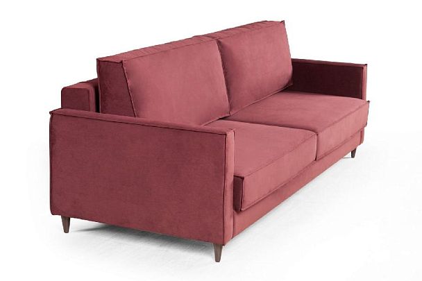 Keln диван-кровать трехместный прямой, велюр красный - Вид 3
