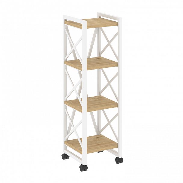 Стеллаж на колесах "Loft" VR.L-MST.K-4.4 тиквуд светлый/белый - Вид 1