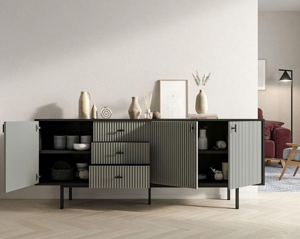 Комод с тремя дверками и тремя ящиками Emerson арт EM07/gray/L - Вид 2