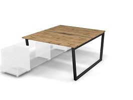 MATRIX 121В201-V Стол прямой двойной с опорой на тумбу, пров. вырез. (V-опоры) 1380х1590х775 Дуб Кра - Фото предпросмотра