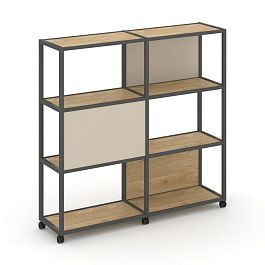 Shelf Mobile Стеллаж 4 уровня 2 секции VR.LT-STK-414.08 Тиквуд Светлый/Металл Антрацит/W-04 1570*400*1523 - Фото предпросмотра