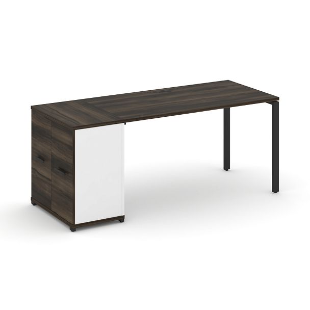 Concept Стол рабочий с опорным распаш. шкафом CN.SP-219 W Дуб Мали/Белый Бриллиант/Металл Черный 1800*720*750 - Вид 1