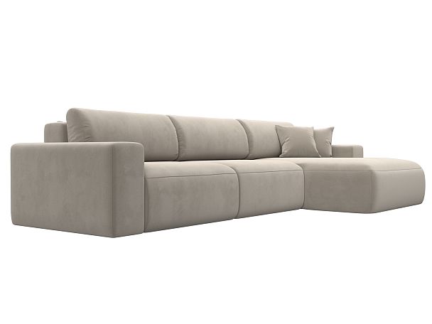 Диван угловой Лига-036 Классик Лонг правый угол Микровельвет бежевый - Вид 3