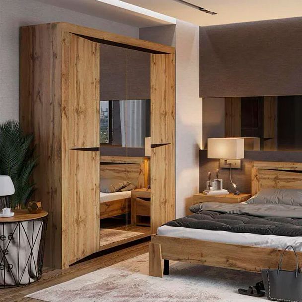 Спальня "Паола" ШК 703 (1780х2200х532 мм) дуб крафт золото - Вид 3