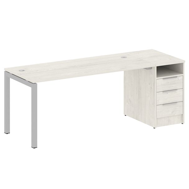 Metal System Quattro Р. ст. с тумбой на П-образном м/к 50БП.РС-СТП-1.4 Дуб наварра/Серый металл 2012*720*750 - Вид 1