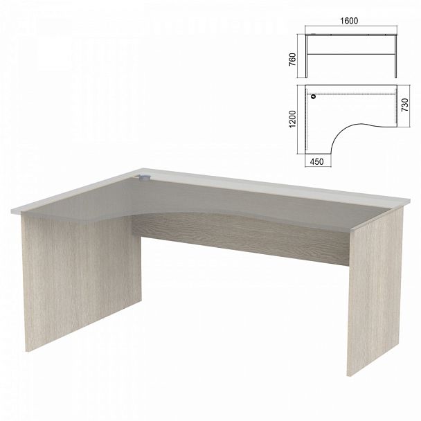 Стол эргономичный ЧАСТЬ 2 "Арго", 1600х1200х760 мм, левый/правый, ясень шимо - Вид 1
