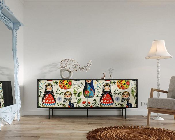 Комод с тремя дверками и тремя ящиками Emerson Матрешки арт EM07/Art04 - Вид 5