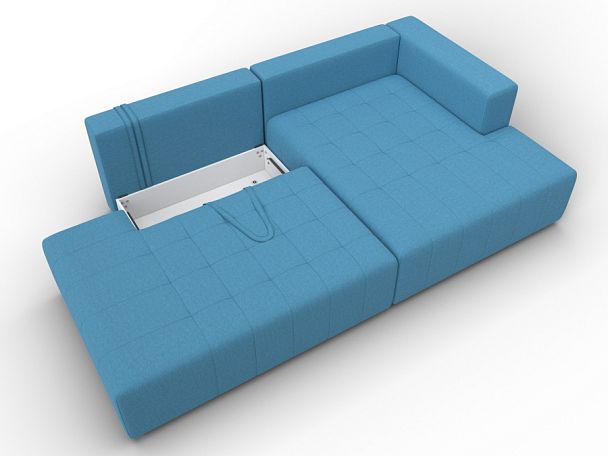 Диван угловой Лига-103 НПБ угол правый Рогожка голубой - Вид 7