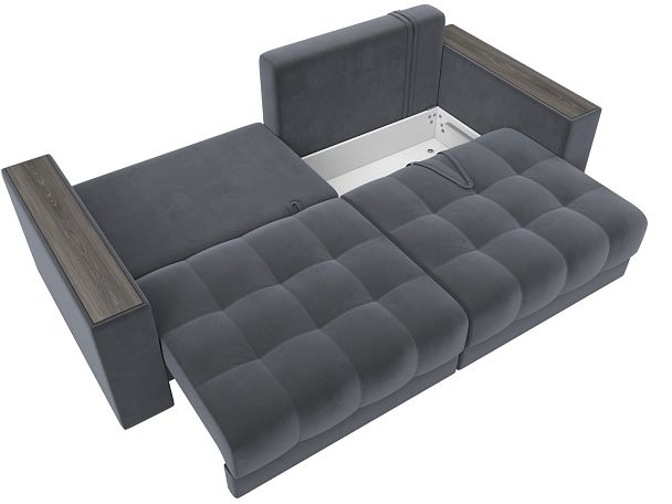 Диван прямой с декором Лига-049 НПБ Велюр серый - Вид 9