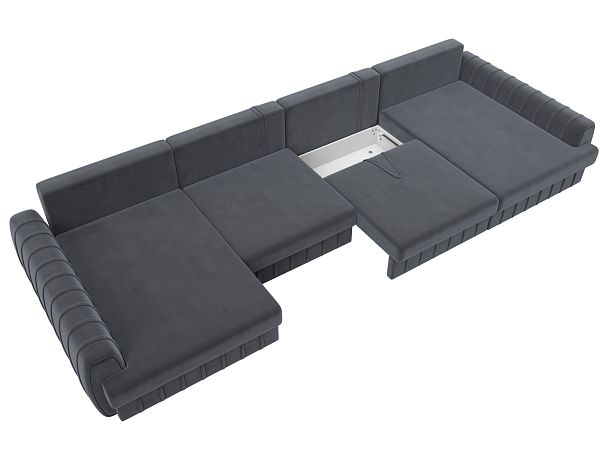 Диван П-образный Лига-057 НПБ Лонг Велюр серый - Вид 7