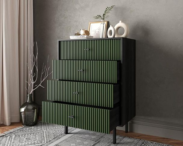 Комод вертикальный с четырьмя ящиками Emerson арт EM18/green/L - Вид 2