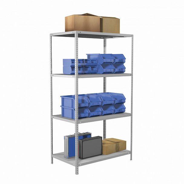 Стеллаж металлический BRABIX "MS KD-180/60-4", 1800х1000х600 мм), 4 полки, компактная упаковка, 291117, S240BR146402 - Вид 4