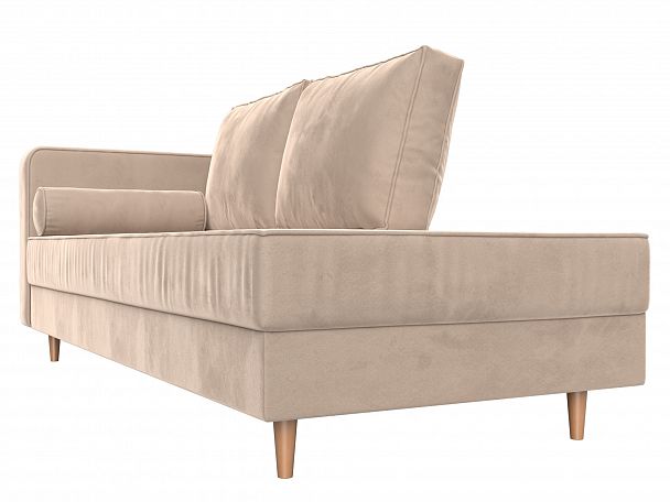 Кушетка Прайм левый (полностью велюр бежевый) - Вид 3