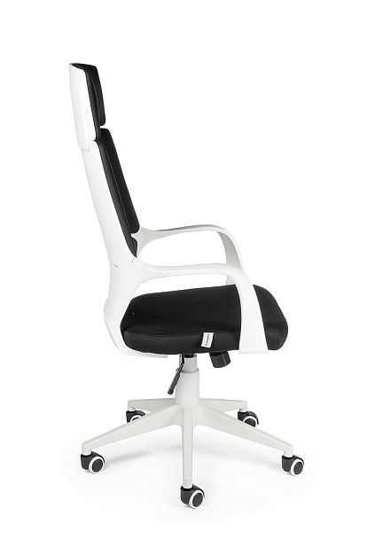 Кресло офисное / IQ / (white+black) белый пластик / черная ткань - Вид 4