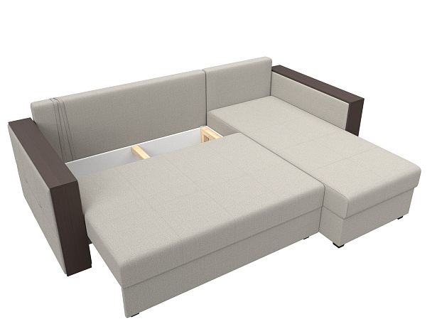 Диван угловой Валенсия Лайт правый угол Рогожка бежевый - Вид 7