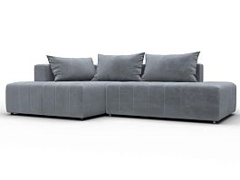 Диван угловой Лига-103 НПБ угол левый Велюр серый - Фото предпросмотра